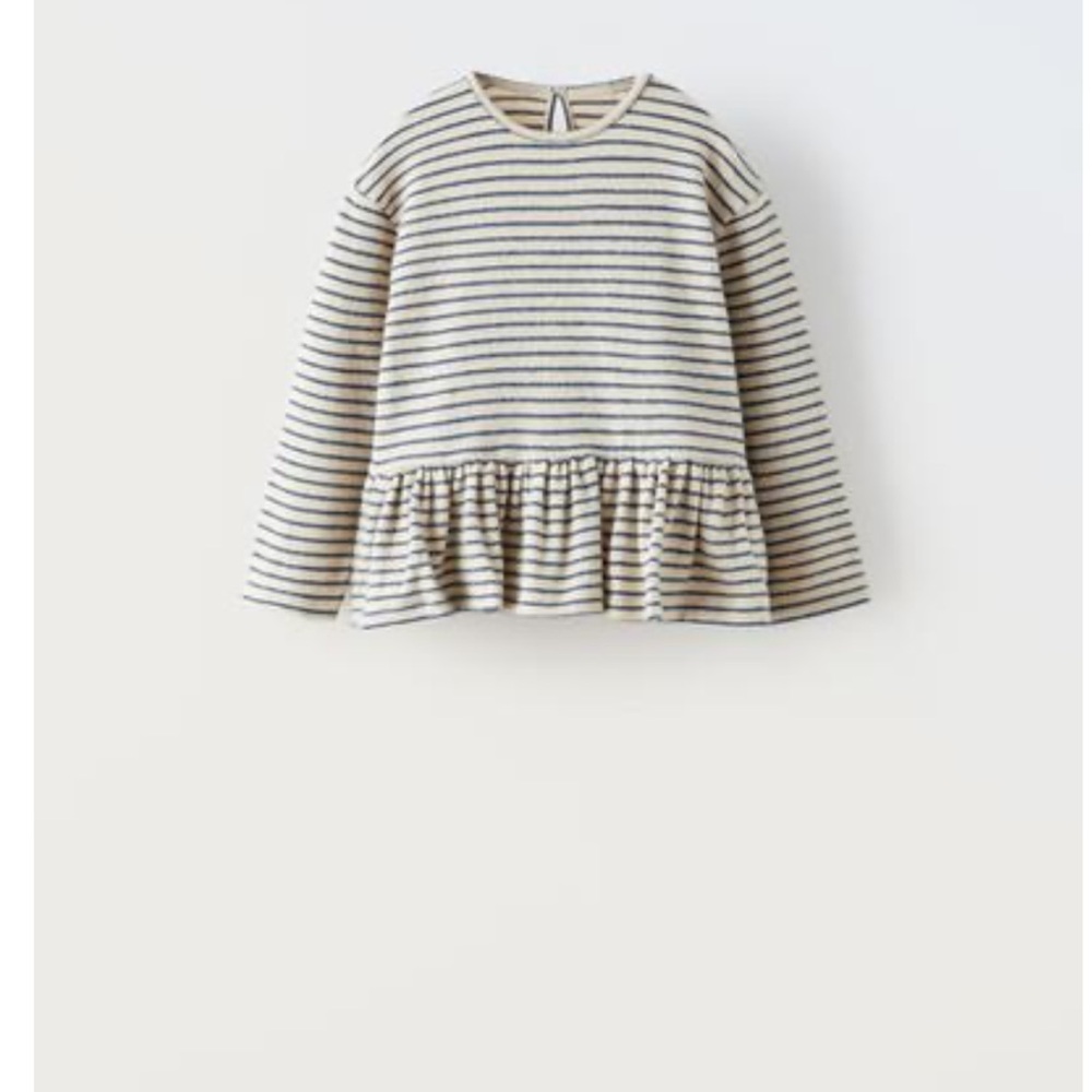 Zara Striped Peplum Ruffle Hem Kids Top size 6